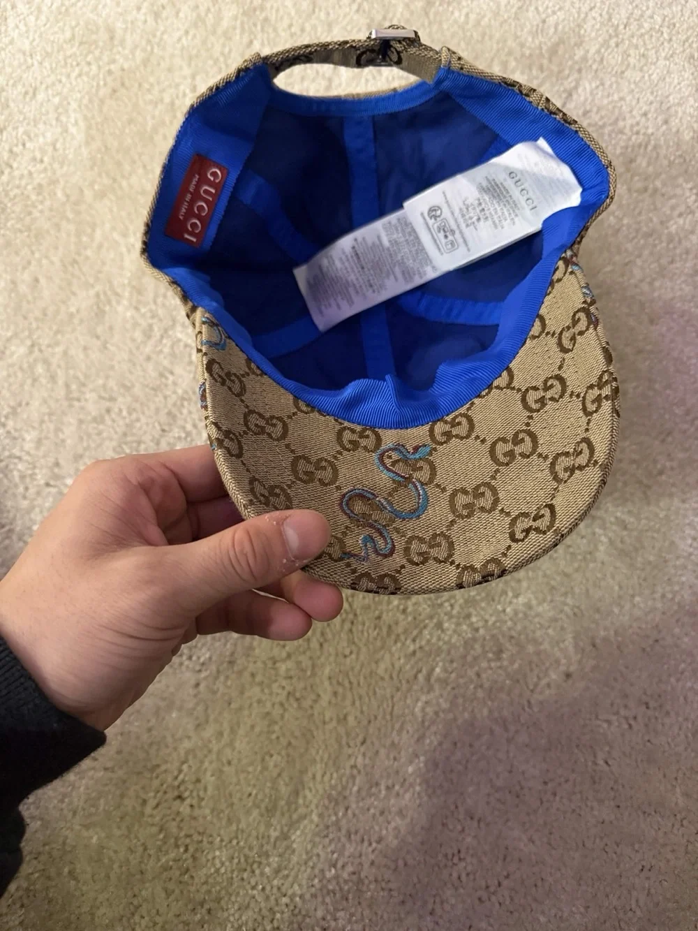 Gucci GG Monogram Snake Embroidered Baseball Cap